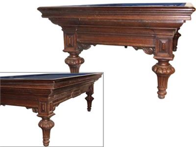 Occasion Antiek biljart, hand-carved 