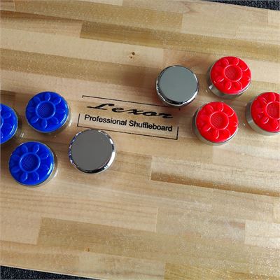 Lexor Shuffleboard Pucks Pro 58.5mm set 4x Blue and 4x Red