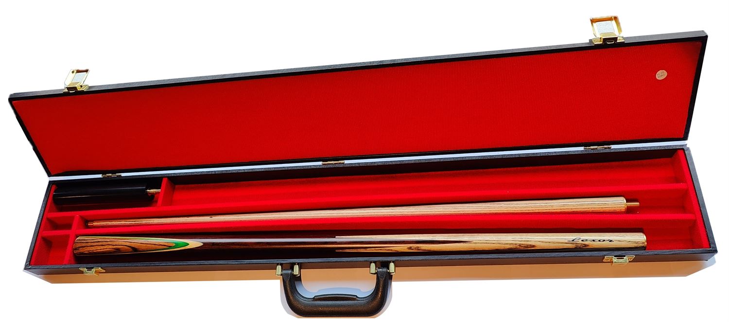 Snooker Cue & Case set Lexor Competition 1/2 Brown, Walnut/Green/Maple splice, w. extension 