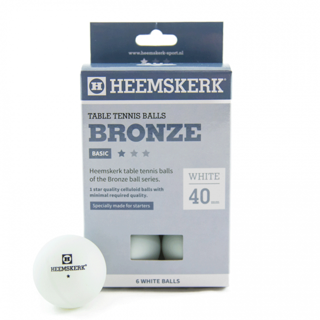 TC0739-4: Tafeltennis ballen Heemskerk Bronze 1 ster 6 stuks wit #1