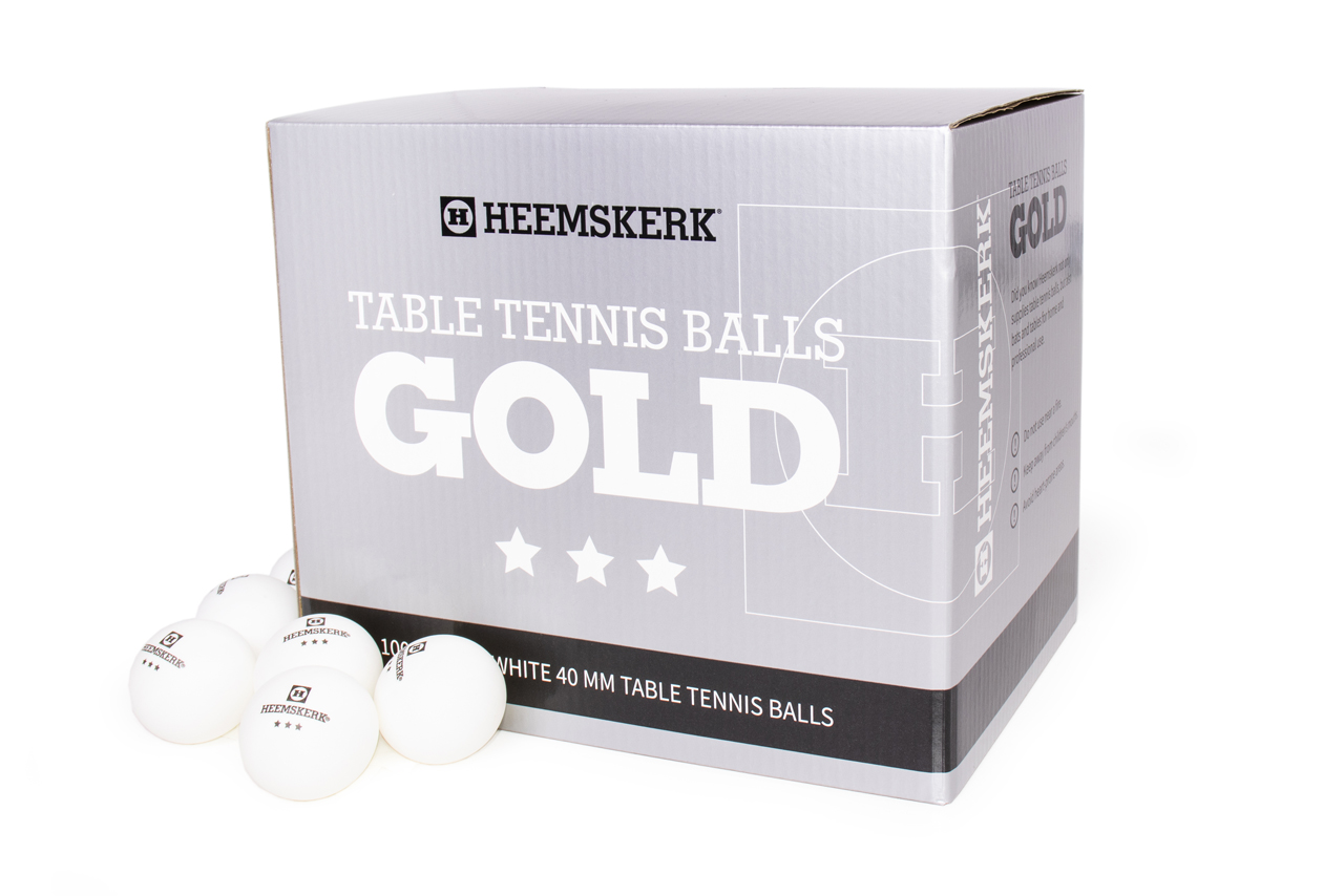 TC0739-6: Tafeltennis ballen Heemskerk Gold 3 ster 100 stuks wit