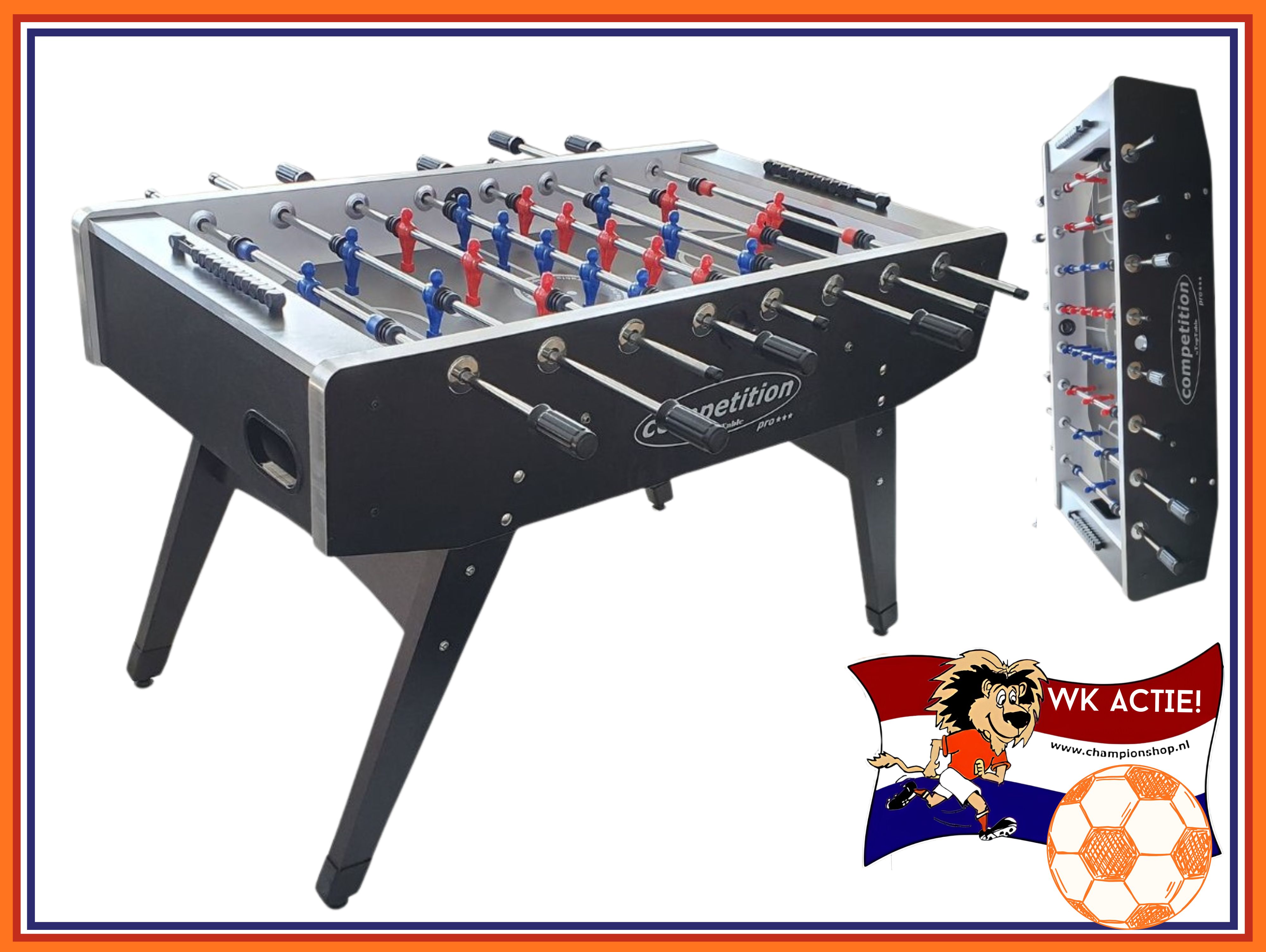VC0208: Folding Voetbaltafel TopTable Competition Pro ***  Formica/Metal Line/Molded players, Blck - gratis verzending + 3st. oranje balletjes  #1